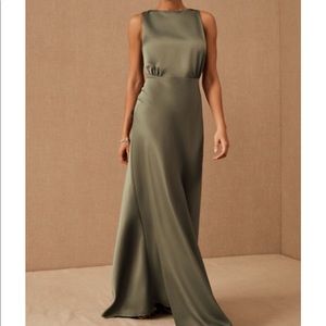 BHLDN Beckett Satin Charmeuse Maxi Dress SIZE 8 in MOSS